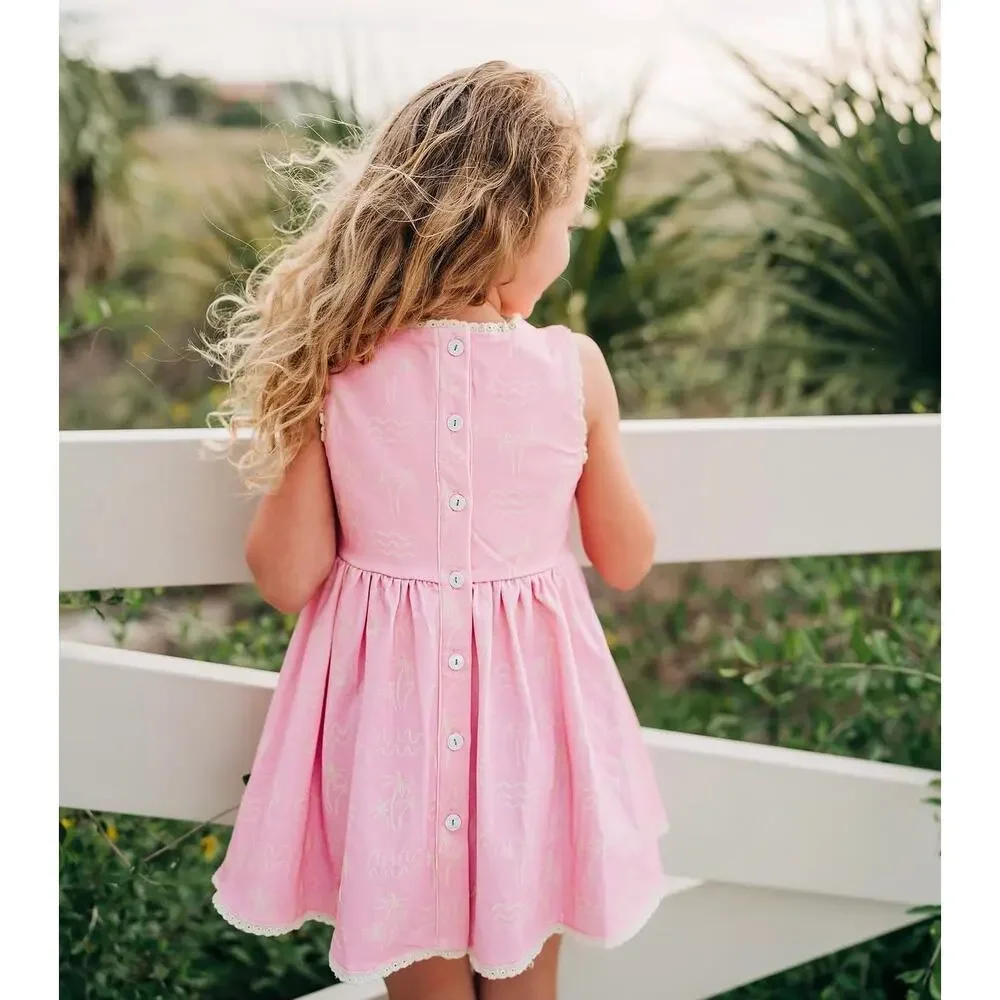 Love and Grow Pink Palms and Waves Tunic Dress Set 5y NEW